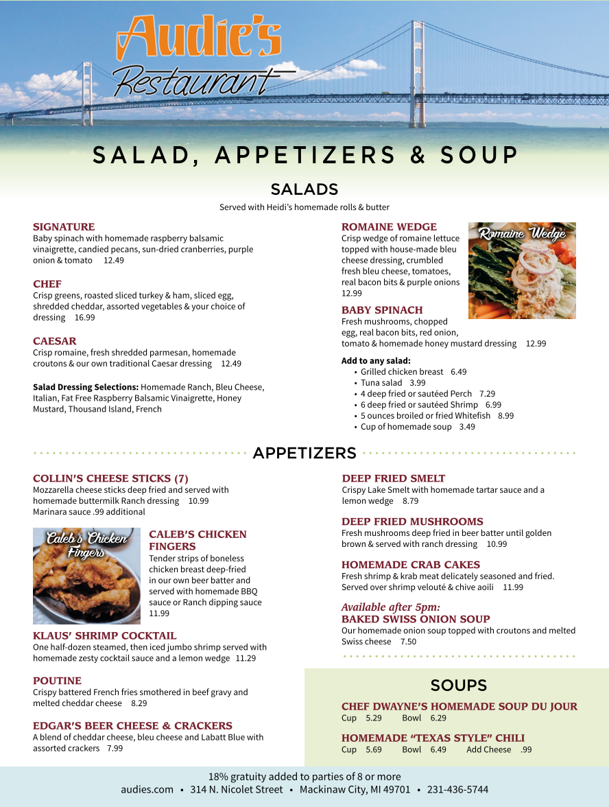 Audie's Restaurant Menu - Image 3